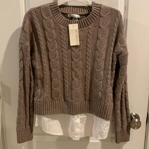 Evereve Design History Cedar Combo Sweater Top, Size M NWT